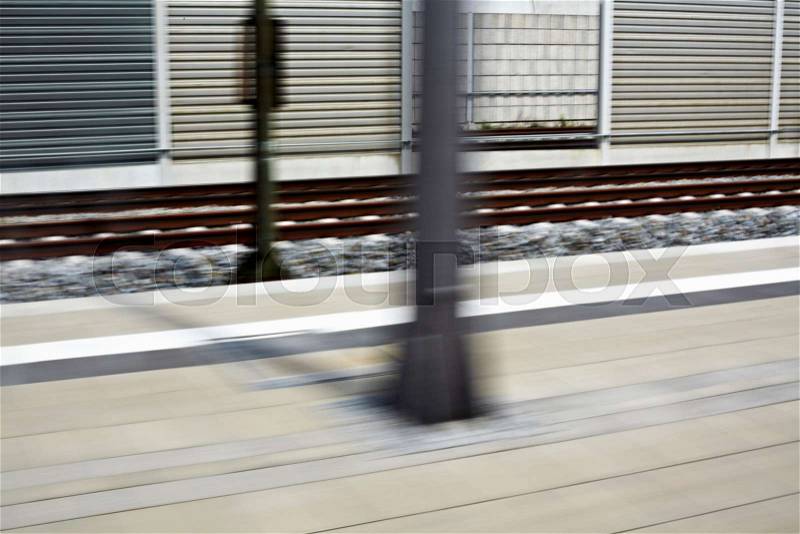 Blurred view of train station, stock photo