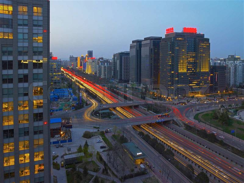 Time lapse view of traffic in Beijing, stock photo