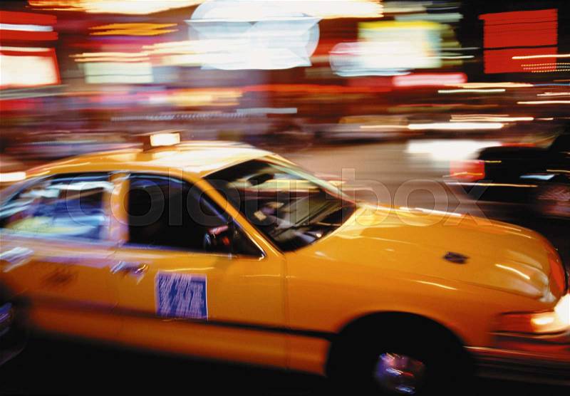 New York City taxi at Times Square, stock photo