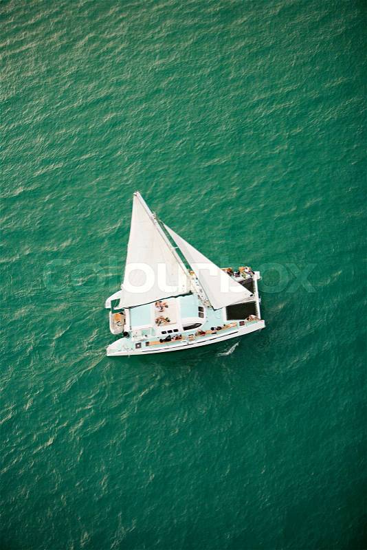 Sailboat on the ocean, stock photo