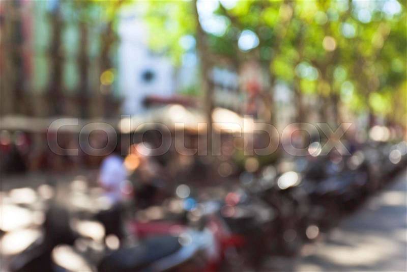 Summer day in city , abstract blur background with bokeh effect, stock photo