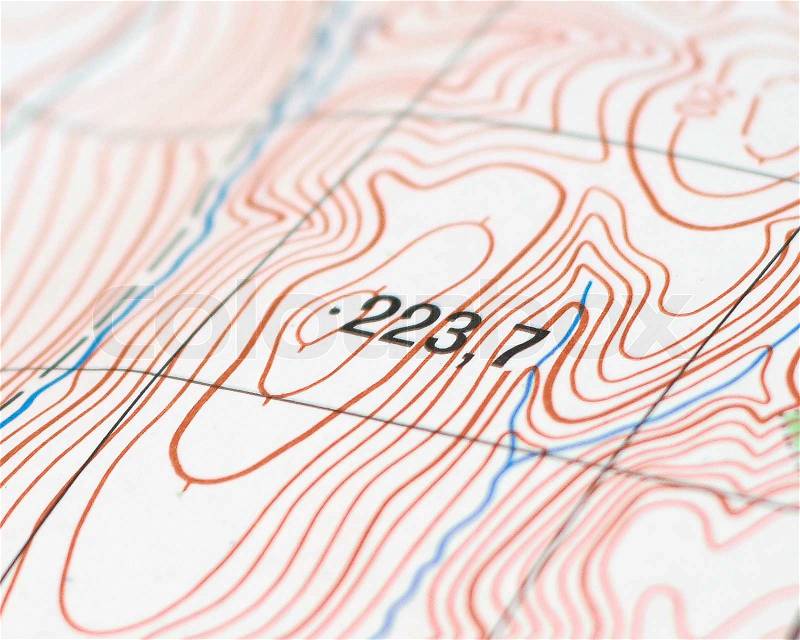Part of the topographic map, stock photo