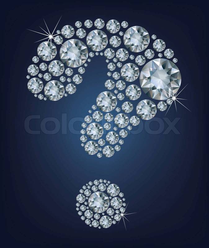 ... of 'Question-mark shape made up a lot diamond on the black background
