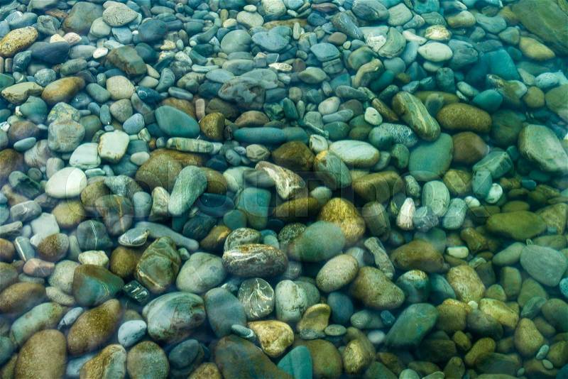Underwater sea stones. sea water and pebbles, stock photo