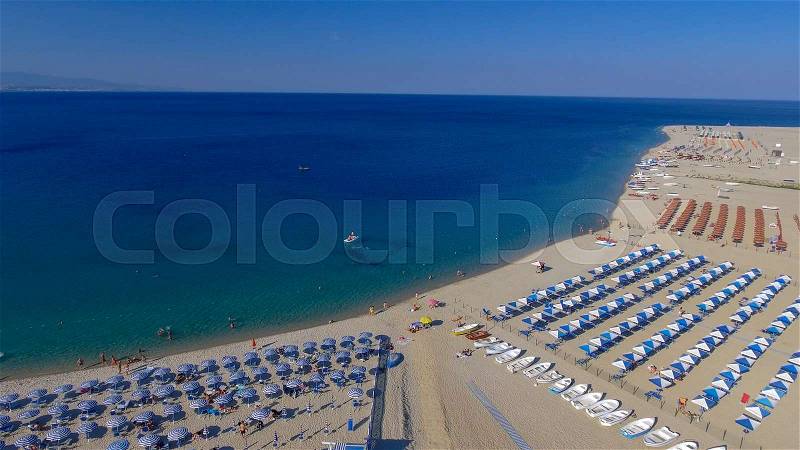 Beautiful aerial coast of Calabria in summer, Italy, stock photo