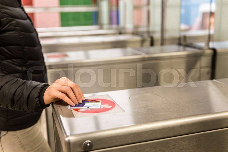 Entrance Gate Ticket Access Touch technology Subway Station, stock photo