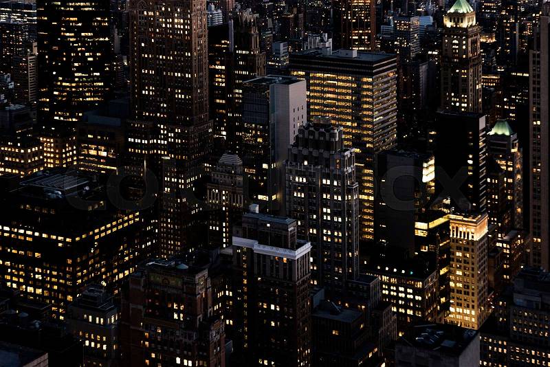 Night skyline of New York City. Urban Concept, stock photo