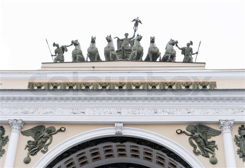 Arch of the General Staff in the Palace Square in St. Petersburg, stock photo