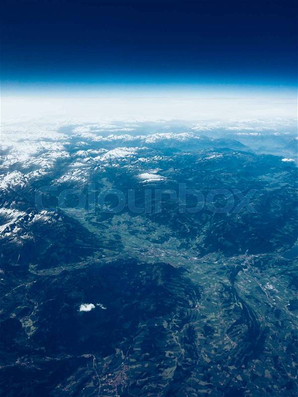 Landscape of Mountain. view from the airplane window , stock photo