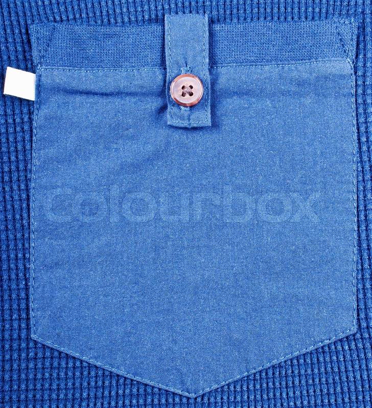 Pocket blue shirt close up, stock photo