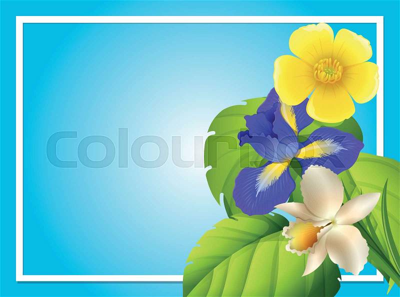 Border template with colorful flowers in garden illustration, vector