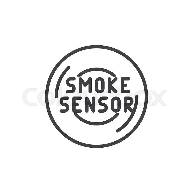 Smoke sensor line icon outline vector Stock Vector 