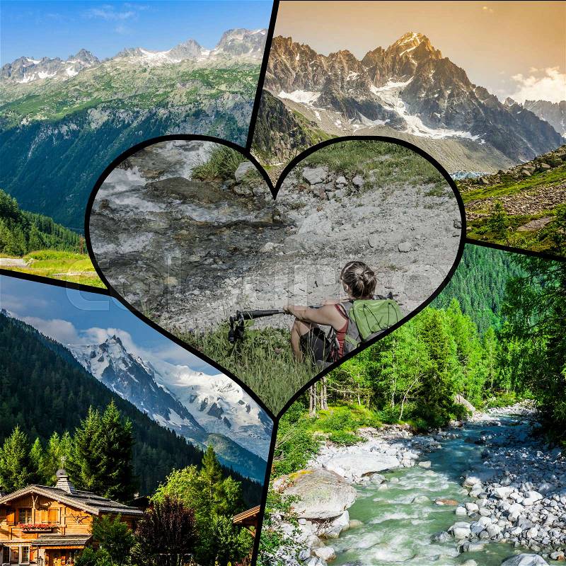 Collage of Chamonix Mont Blanc,France, stock photo