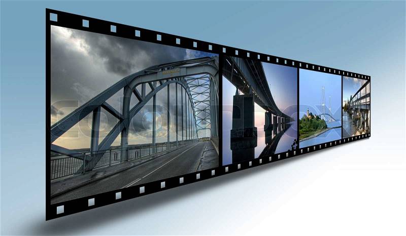 Filmstrip with bridges from Denmark, stock photo