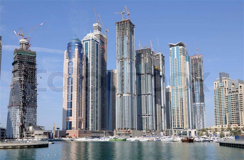 Dubai Marina Construction, Dubai United Arab Emirates, stock photo
