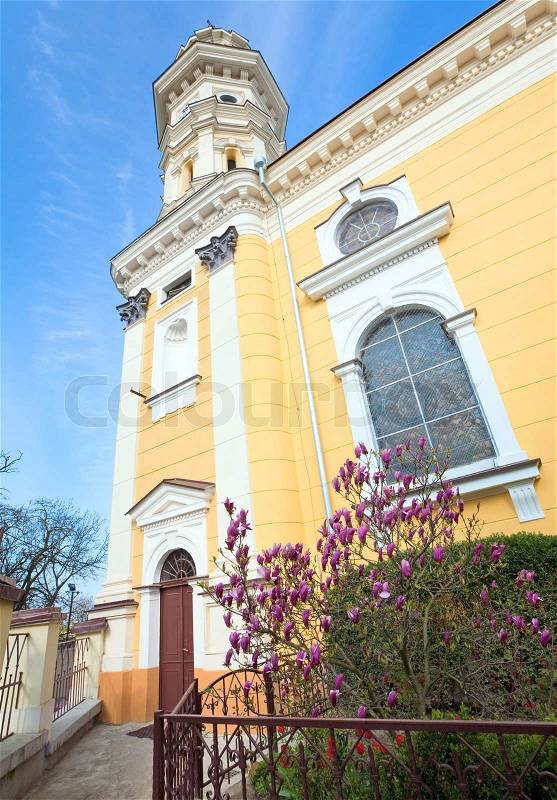 Greek Catholic Cathedral Ruthenian Catholic Church in Uzhhorod City Ukraine Built in 17th century, stock photo