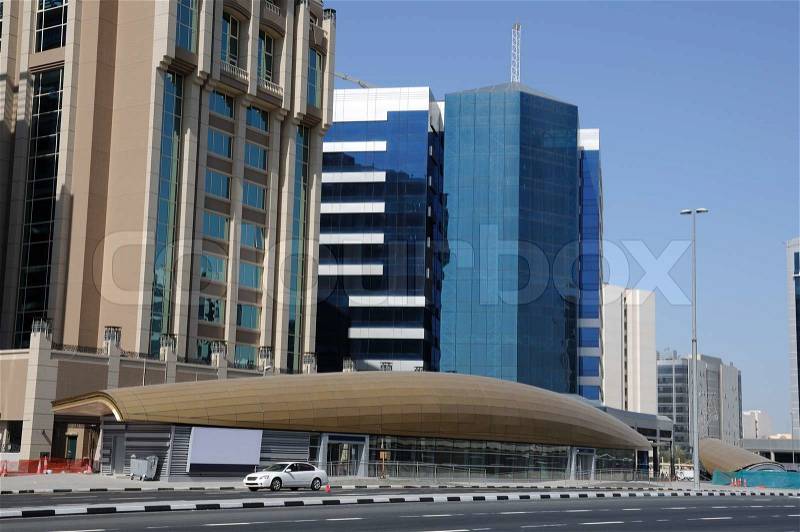 New Metro Station in Dubai City, United Arab Emirates, stock photo