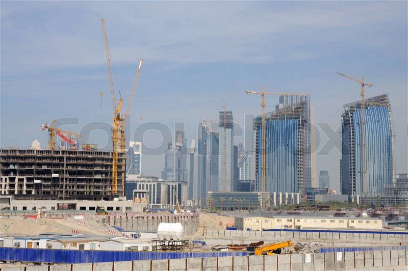 Construction site in Dubai, United Arab Emirates, stock photo