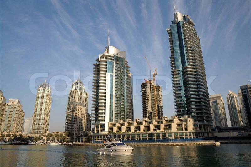 Cityscape of Dubai Marina, United Arab Emirates, stock photo