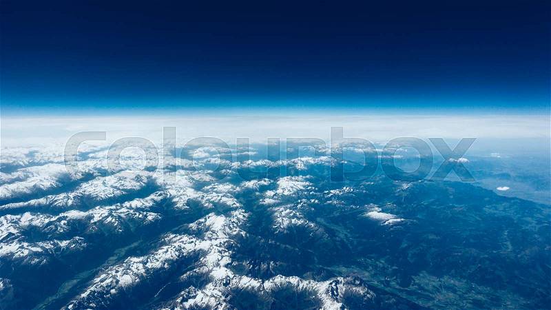 Landscape of Mountain. view from the airplane window , stock photo