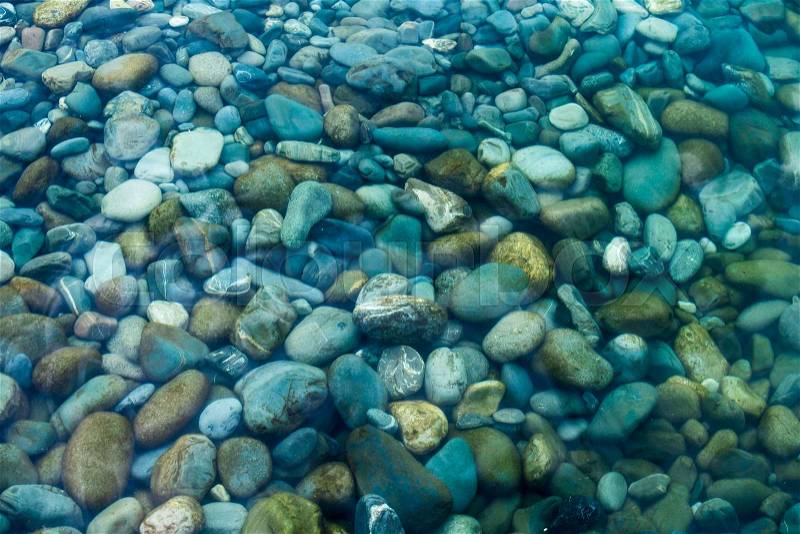 Underwater sea stones. sea water and pebbles, stock photo