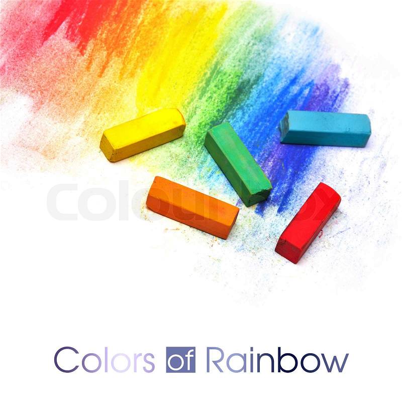 Colorful pastel sticks texture over white, stock photo