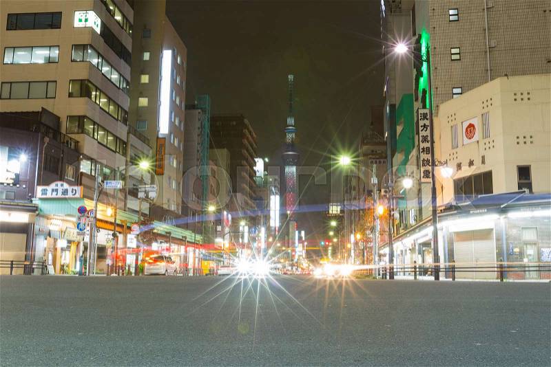 TOKYO, JAPAN - NOVEMBER 16,2016: TOKYO city in Japan seen Tokyo skytree at night, stock photo