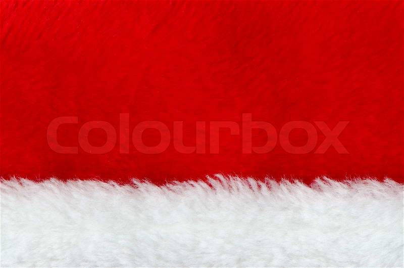 Red and white fur. Part of Santa' s clothing, stock photo