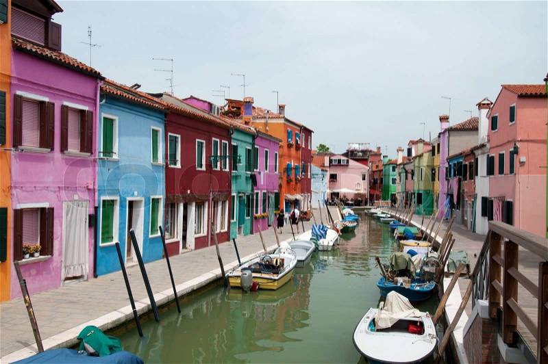 Colorful houses of Burano island, Italy, stock photo