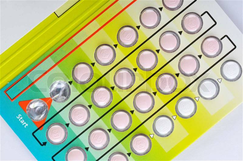 The detail - birth control pills , stock photo