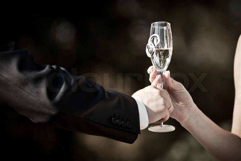 Champagne glasses on the holiday of love, stock photo