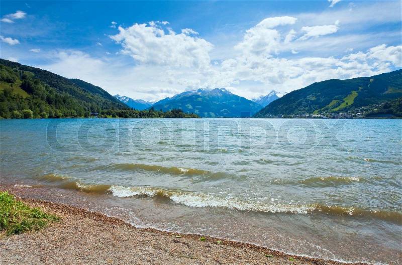 Beautiful summer Alpine lake Zeller See view Austria, Zell am See, stock photo