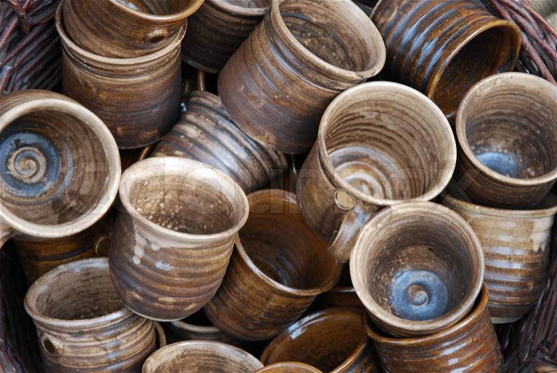 Mass of the ceramics pots, stock photo