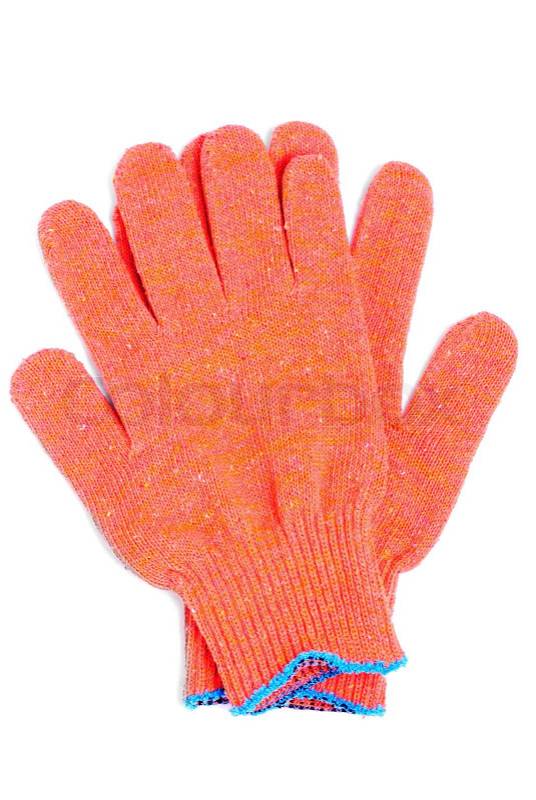 Gloves orange colour isolated on white background, stock photo