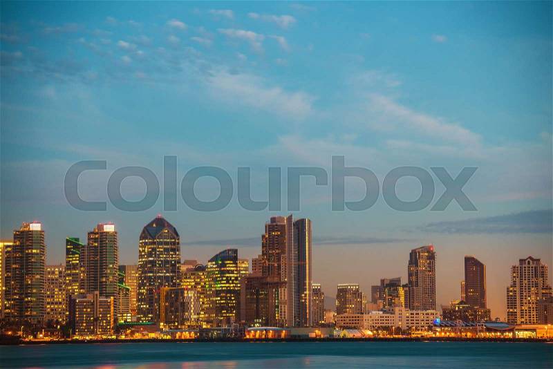 California City of San Diego, United States. Bay and the Skyline. , stock photo