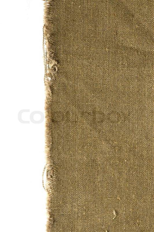 Old canvas edge fabric texture for old fashioned background, stock photo