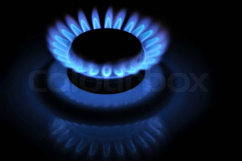 Blue Flames of Gas in the Dark, stock photo