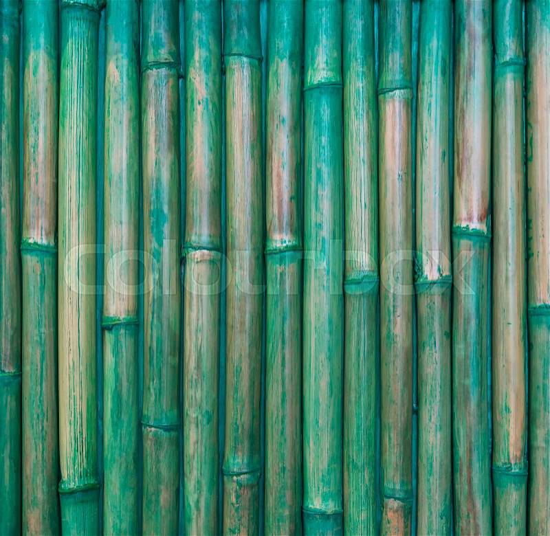 Abstract background from bamboo pattern wall with green painted. Retro and vintage. Picture for add text message. Backdrop for design art work, stock photo