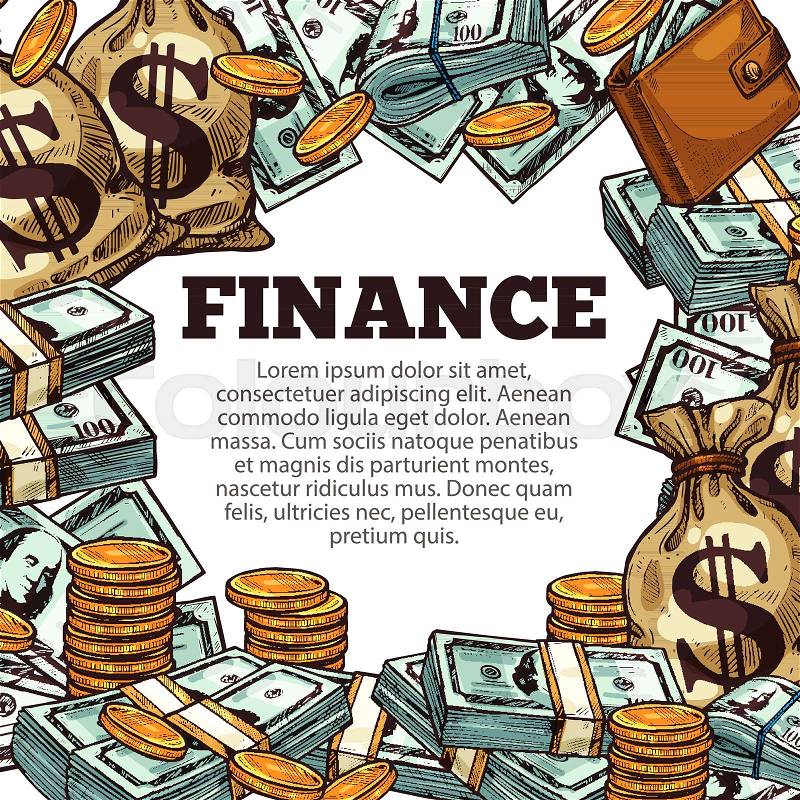 Finance poster with money sketch ... | Stock Vector | Colourbox