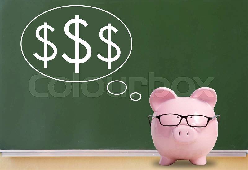 Pig bank and thoughts about the dollar, stock photo