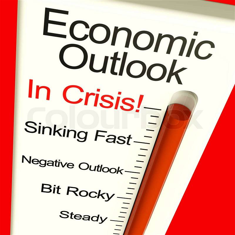 Economic Outlook In Crisis Monitor Showing Bankruptcy And Depression, stock photo