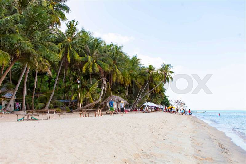 Coconut tree at coconut beach on Son island, Kien Giang, Vietnam. Near Phu Quoc island, stock photo