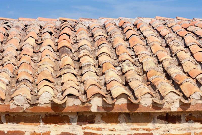 Old red and orange roof tiles | Stock Photo | Colourbox