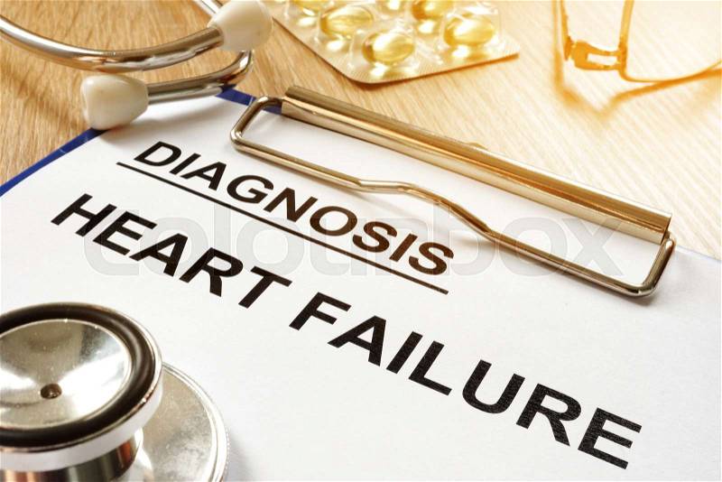 Heart failure diagnosis with clipboard and stethoscope, stock photo