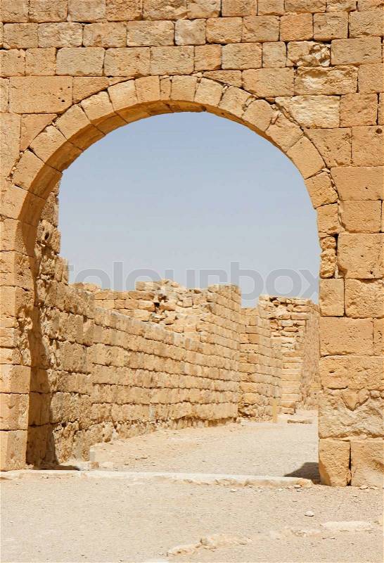 Ancient stone arch and wall, stock photo