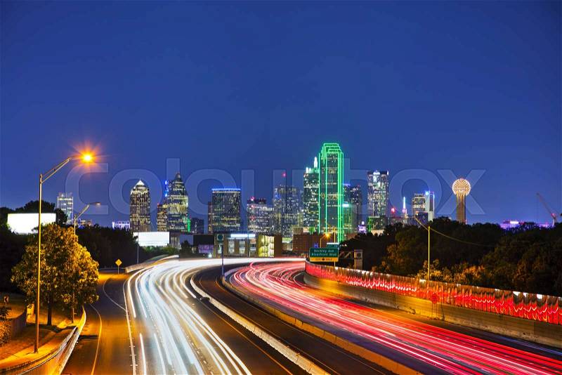 Dallas, Texas cityscape at the night time, stock photo