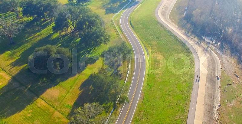 Oak Alley Plantation surroundings from the air, Louisiana, stock photo