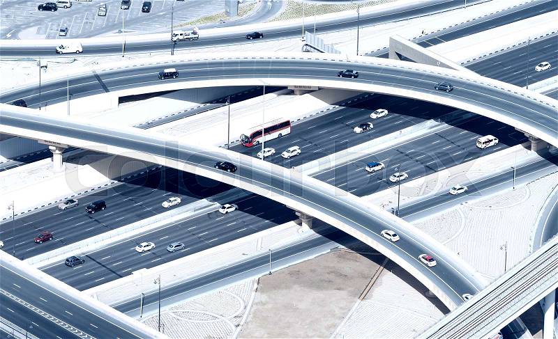 Aerial view of Elevated Interstate Interchange, stock photo