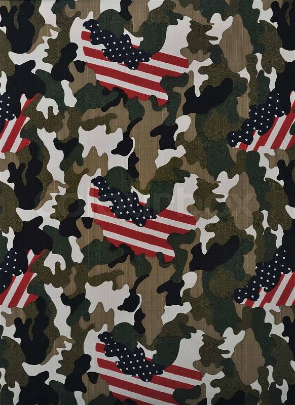 Camouflage fabric in a vertical orientation, stock photo