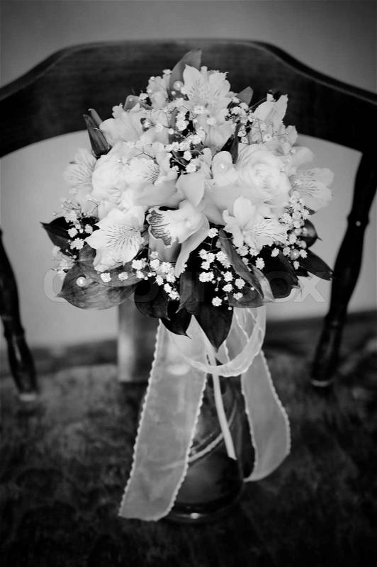Black and white photo of wedding bouquet | Stock Photo ...